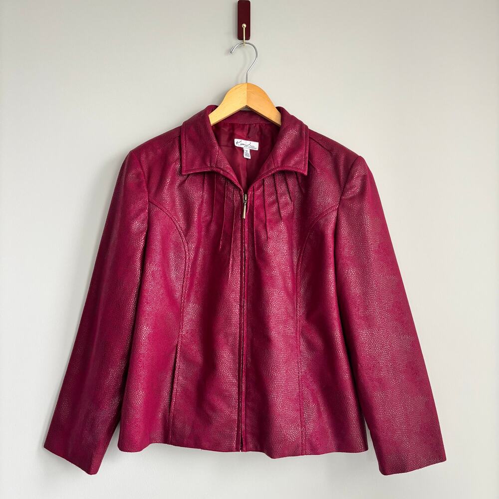 Vintage Kim Rogers Jacket 12P Red Wine Merlot Faux Leather Snakeskin Whimsygoth